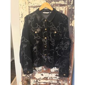 BambooTraders embroidered Suede like Jacket w gold buttons. Women’s Large.